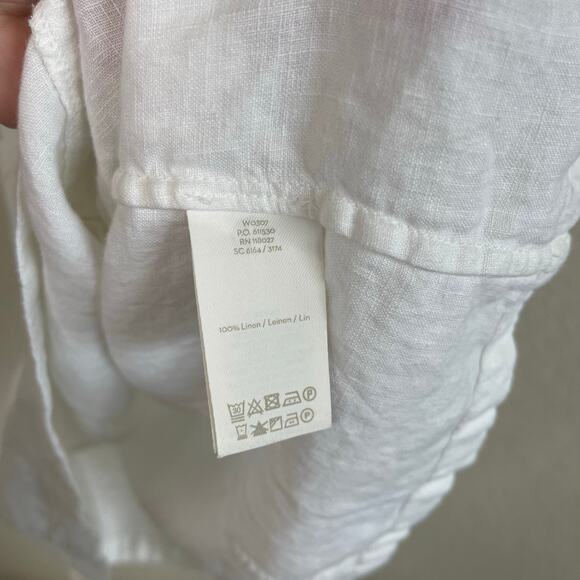 Boden Alberta 100% Linen Dress Capped Sleeves Scalloped Trim White - Size 6P - Picture 8 of 9